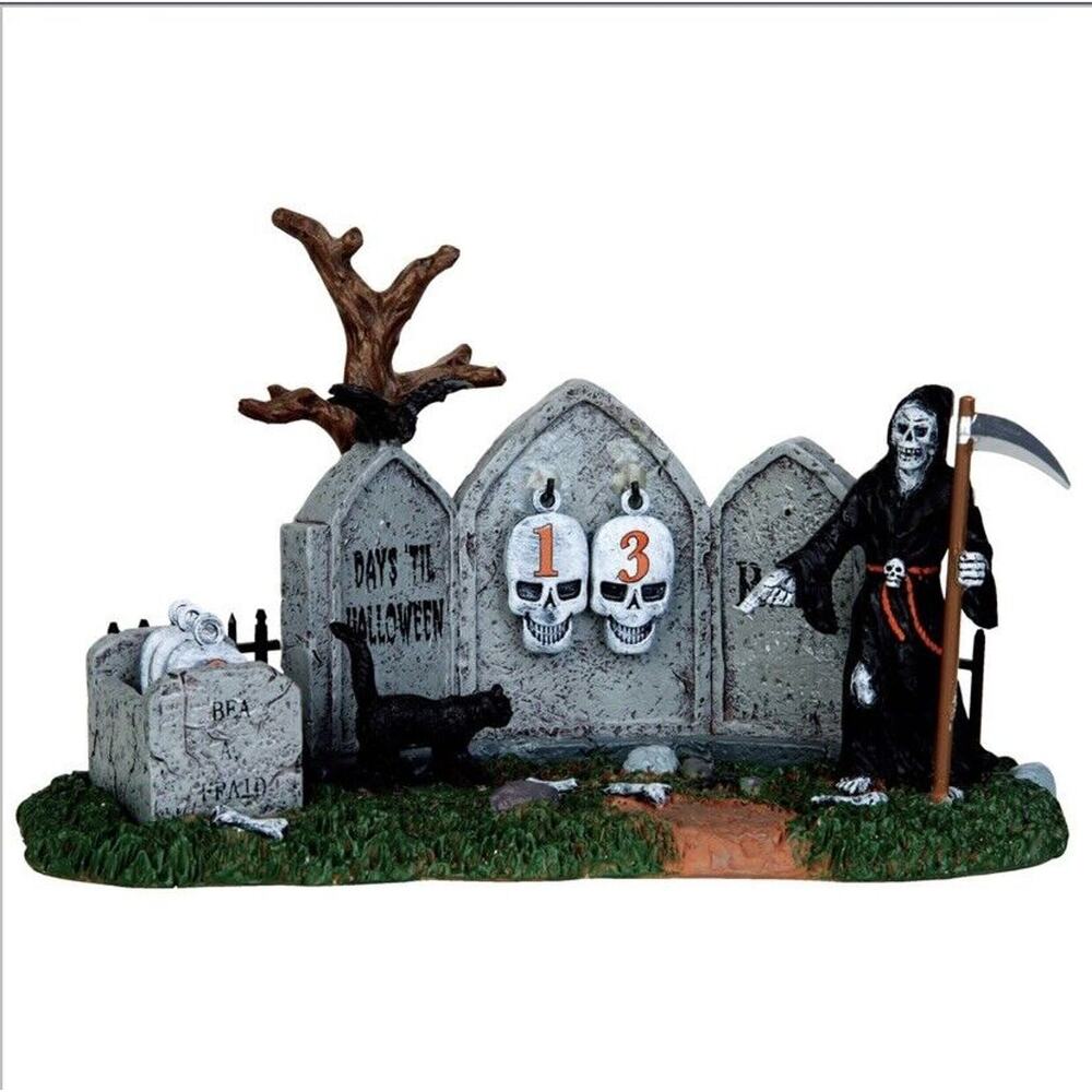 LEMAX Spooky Town Graveyard Grim Reaper Countdown Halloween Village Accessories